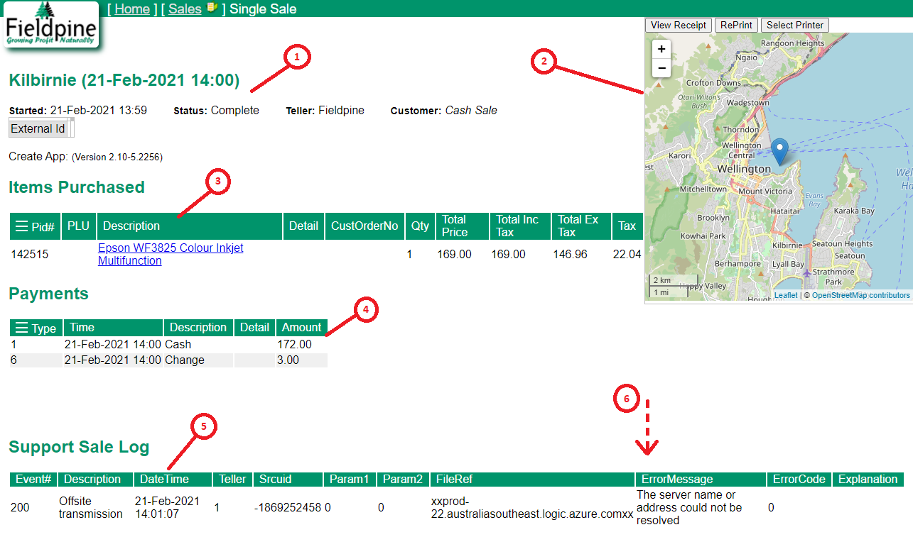 Viewing a single sale details